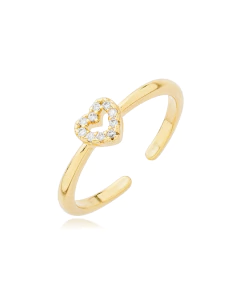 ANEL CORAÇÃO VAZADO CRAVEJADO DOURADO - comprar online
