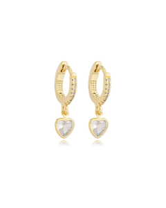 MINI ARGOLA CORAÇÃO CRISTAL DOURADA - comprar online