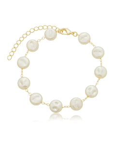 Pulseira Perola Barroca Redonda Dourada - comprar online