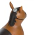 Saltarín inflable en forma de caballo marrón con melena negra y válvula para inflar en la cabeza