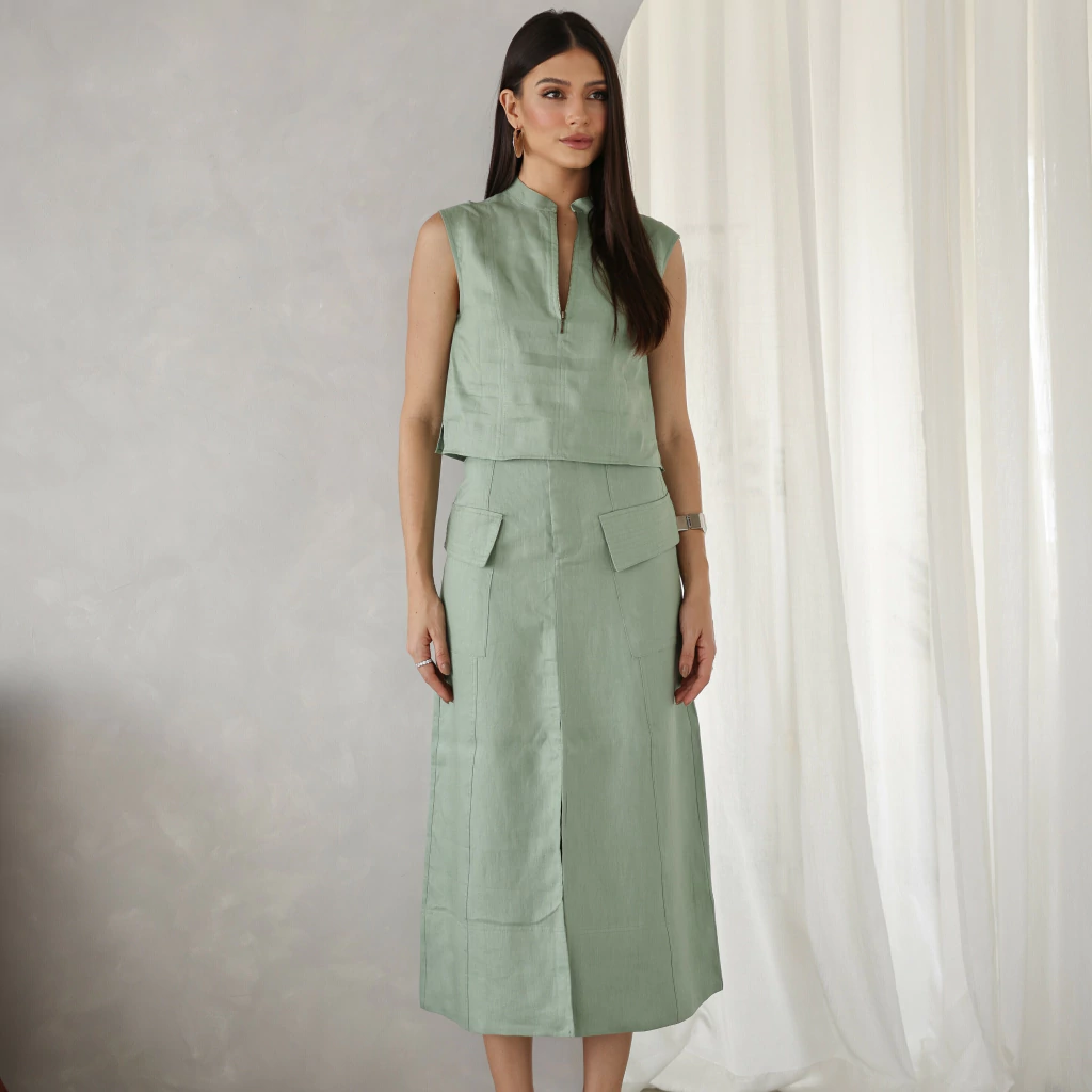 Saia Midi Camila Verde