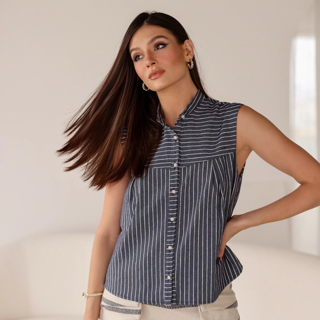 Camisa Quartzo Listra Marinho