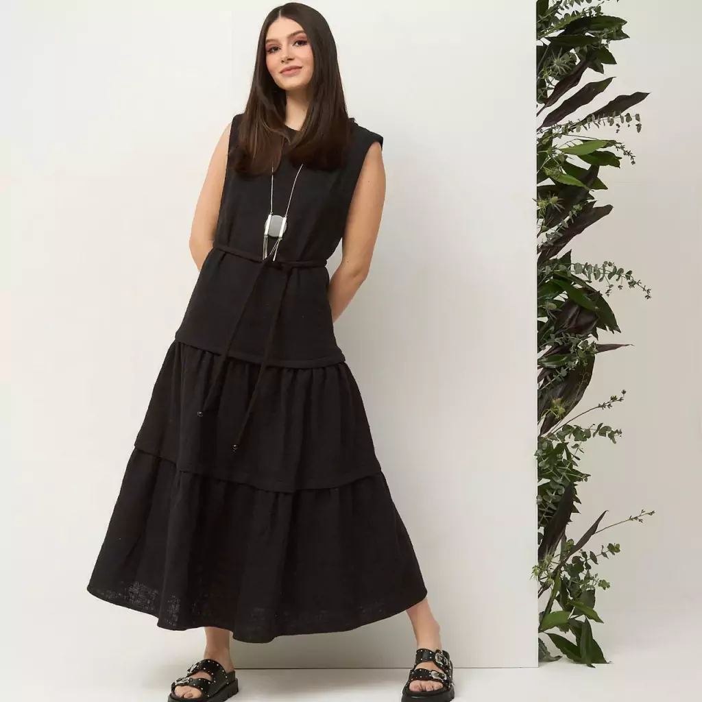 Vestido Salsa Preto Textura
