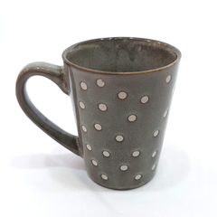 Taza cerámica gris lunares conica