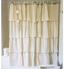 Cortina de Baño rústica de tela natural con volados