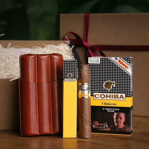 BOX #54 - REGALO PREMIUM DÍA DEL PADRE - PETACA COHIBA ROBUSTOS CON PURERA LUBINSKI 3 DIVISIONES