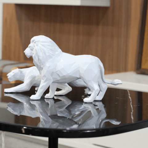 Dupla Leão e Pantera | Escultura - comprar online