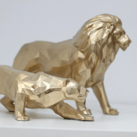 Dupla Leão e Pantera | Escultura - loja online