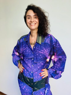 Camisa Social Ampla Crepe Orquidea Roxo - comprar online