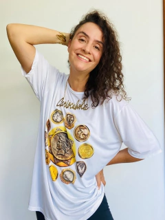 Camiseta Basica Jersey Moedas Branca - comprar online