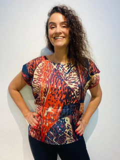 Camiseta Kaftan Cetim Leques na internet