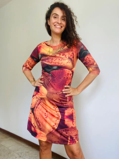Vestido Tubo 3/4 Jersey Orquídea Laranja - online store