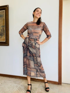 Saia Pareô Longo Chiffon Paul Klee Cinza - loja online