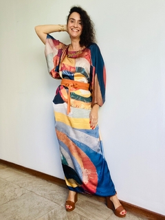Vestido Maxi Longo Cetim Aquarela - ALESSA