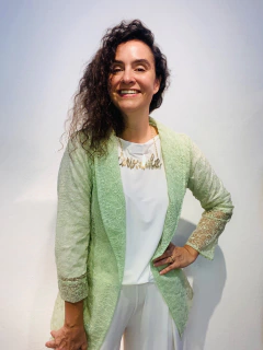 Blazer Organza Bordado Pistache on internet