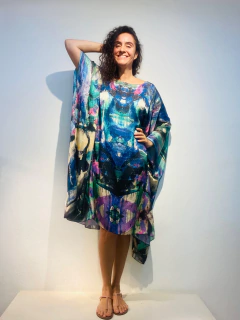 Vestido Maxi Curto Cetim Joan Azul na internet