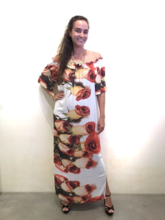 Vestido Cigana Longo Crepe Rosa Ocre