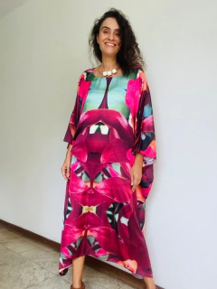 Vestido Maxi Midi Cetim Orquidea Vermelho na internet