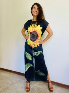 Vestido Kaftan Longo Cetim Girassol - buy online