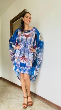 Vestido Maxi Mini Cetim Paul Klee Azul