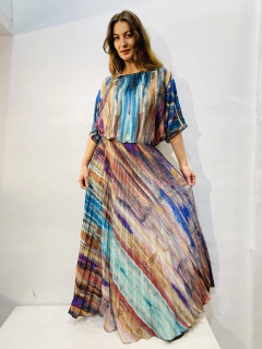 Vestido Morcego Saia Plissada Crepe Munch - ALESSA