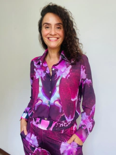 Camisa Social Crepe Orquídea Vinho on internet