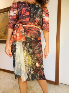 Lenço Chiffon 140x100cm Monet Vermelho - comprar online