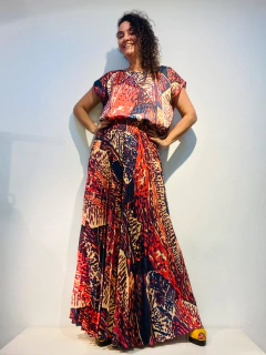 Saia Plissada Crepe Leque na internet