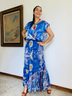 Camiseta Kaftan Cetim Paul Klee Azul