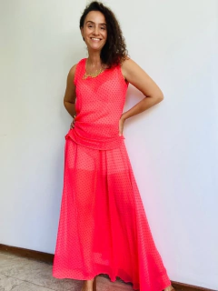 Saia Evasê Longa Vual de Pois Rosa - comprar online