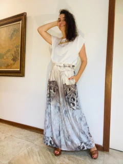 Calça Pantalona Jersey Concha Bege - buy online