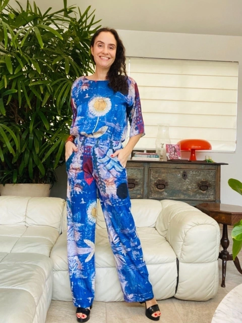 Camiseta Básica Cetim Paul Klee Azul