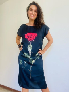 Vestido Curto Kaftan Seda Rosa Única Preta