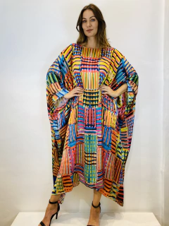 Vestido Maxi Curto Cetim Xadrez - comprar online