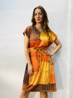 Vestido Kaftan Curto Jersey Quadrado na internet