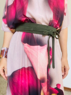 Vestido Morcego Babado Longo Crepe Calla Vermelha - online store