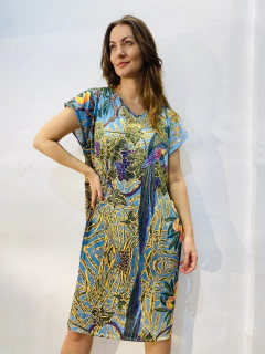 Vestido Kaftan Curto Jersey Arara Verde