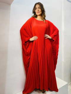 Vestido Plissado Longo Crepe Vermelho on internet