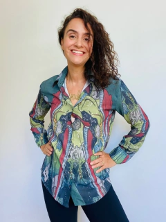 Camisa Social Crepe Jardim Oriente