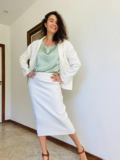 Saia Midi Neoprene Branco - online store