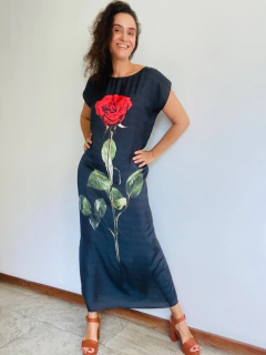 Vestido Kaftan Longo Cetim Rosa Única Preto - buy online