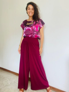Calça Evasê Malha Vinho - comprar online