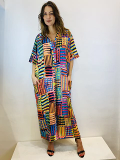 Macacào Cargo Crepe Xadrez - ALESSA