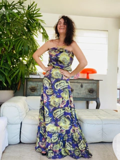 Vestido TQC Longo Laise Chita Roxo - loja online