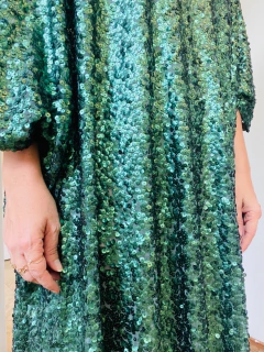 Vestido Maxi Longo Paetê Verde - ALESSA