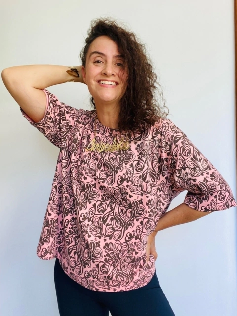 Camiseta Basica Malha Ribana Pulsante Rosa