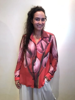 Camisa Social Crepe Antúrio Vermelho