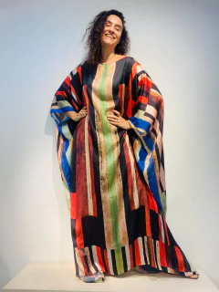 Imagem do Vestido Maxi Longo Cetim Klee Listras