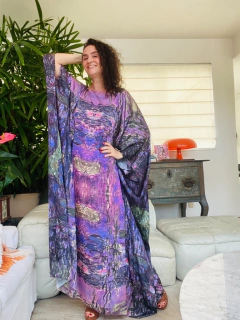 Image of Vestido Maxi Longo Cetim Monet Lilás