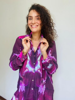 Camisa Social Crepe Orquídea Vinho